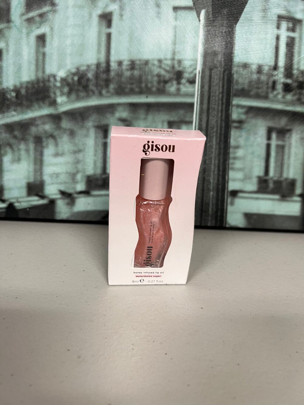 Gisou Honey Infused Lip Oil Watermelon Sugar 8ml Sheer Pink Shimmer Hydrating